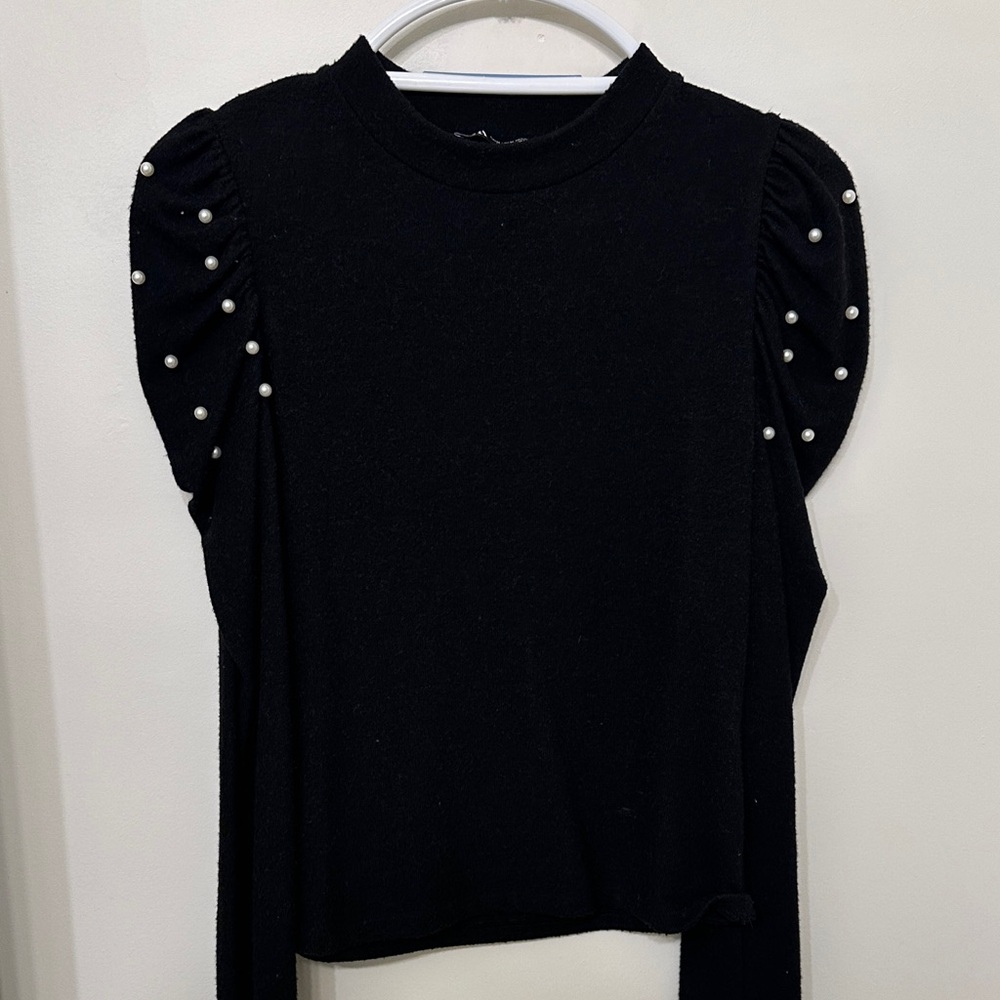 Zara Black Pearl-Embellished sweater